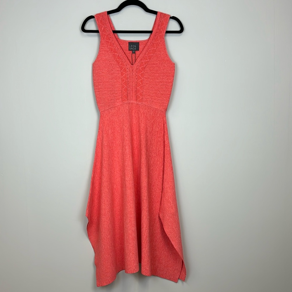 Leo & Sage Coral Sleeveless Dress Asymmetrical Hem Size Small NWT